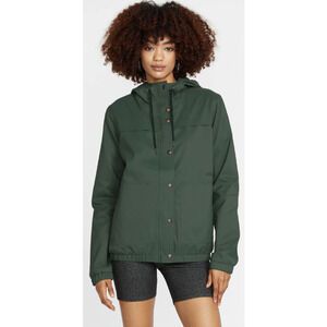 VOLCOM Enemy Stone Womens Windbreaker Jacket Army Green Size 8/M